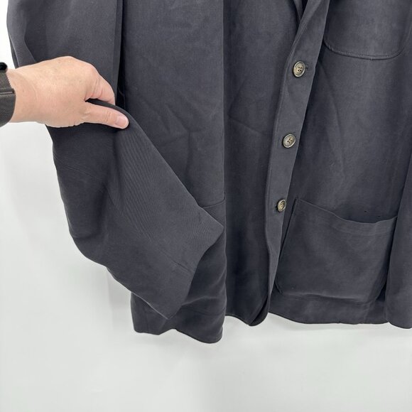 jacket blazer sport coat 100% silk unlined unstructured black XXL - Picture 1 of 8